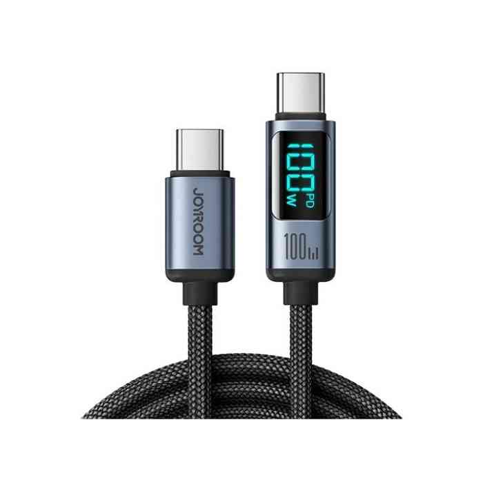 JOYROOM S-CC100A16 Prism Series 100W Type-C To Type-C Digital Display Fast Charging Data Cable 1.2M - Black